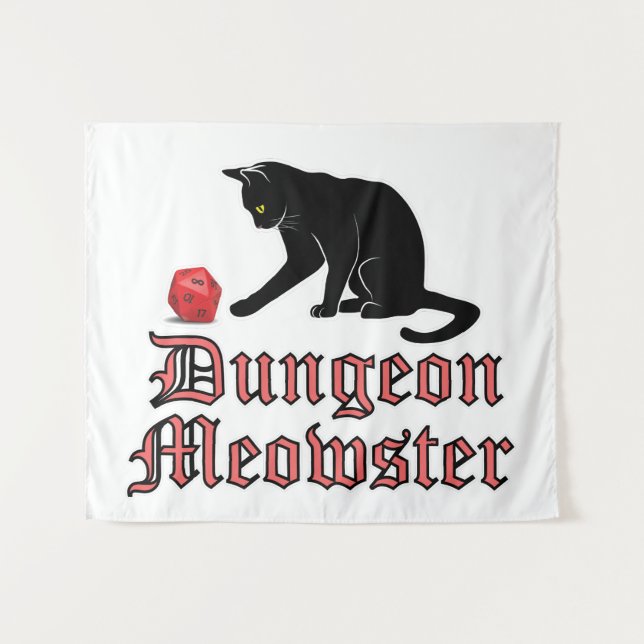 Tapete De Parede Dungeon Meowster Engraçado Gato RPG com Dice (Frente (Horizontal))
