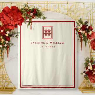 Tapete De Parede Dupla Felicidade 囍 Fundo para Fotos de Casamento C