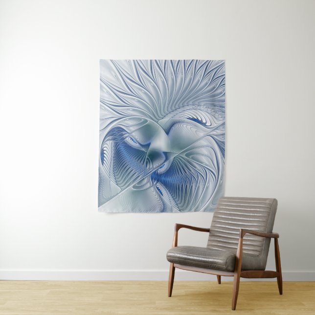 Tapete De Parede Dynamics Fantasy Abstrato Blue Tones Arte Fractal (In Situ)