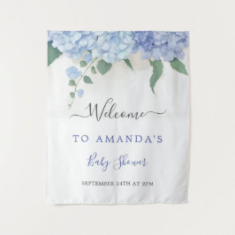 Tapete De Parede É um Menino Azul Hortênsias Chá de Bebê Botânico