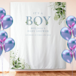 Tapete De Parede É um menino folhagem azul Baby Shower Adereço para