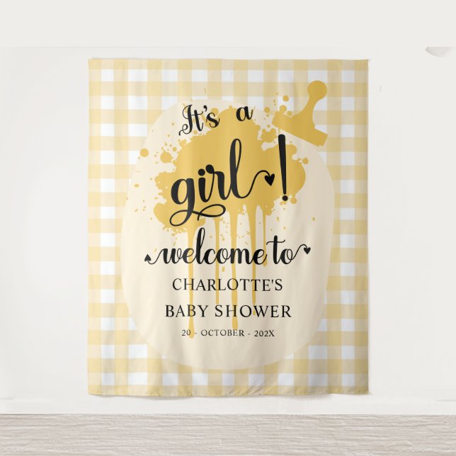 Tapete De Parede É uma garota! Plano de Fundo do Chá de fraldas Gin (Frente)