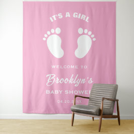 Tapete De Parede É Uma Rapariga Cor-De-Rosa Chá de fraldas Branco