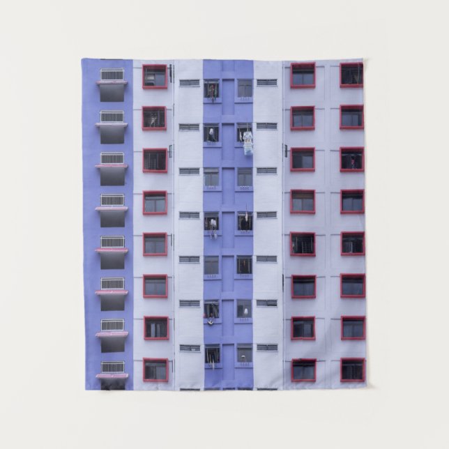 Tapete De Parede Edifício azul e branco (Frente)