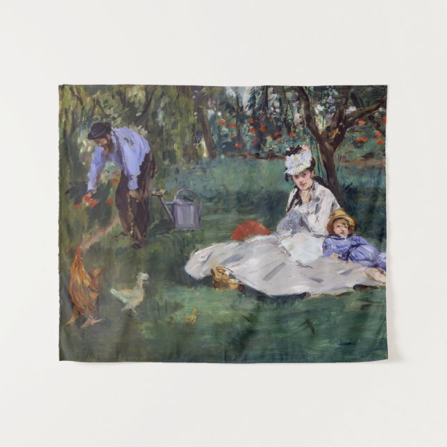 Tapete De Parede Edouard Manet - A família Monet em seu jardim (Frente (Horizontal))