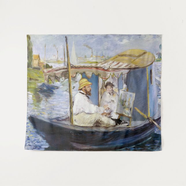 Tapete De Parede Edouard Manet - Monet no seu barco-estúdio (Frente (Horizontal))