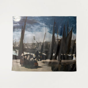 Tapete De Parede Edouard Manet - O Porto de Boulogne ao Luar