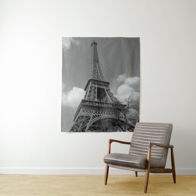 Tapete De Parede Eiffel nebuloso em preto e branco, 2015 (In Situ)