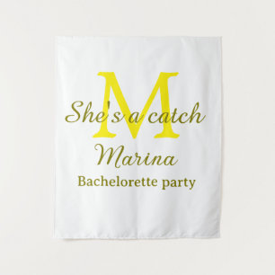 Tapete De Parede Ela é uma festa de solteira de monograma amarelo n