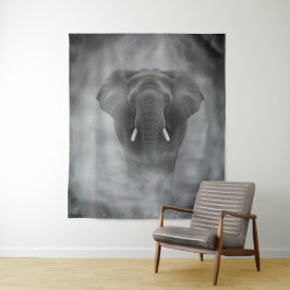 Tapete De Parede Elefante Africano em Névoa Serena Impasto