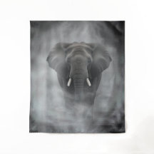 Elefante Africano em Névoa Serena Impasto