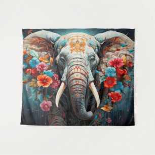 Tapete De Parede Elefante e Flores