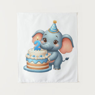 Tapete De Parede Elefante Fofo 2º Aniversário