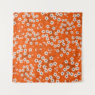 Tapete De Parede Elegância Asiática: Impressão Vermelho Floral Sem 