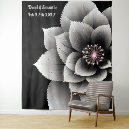 Tapete De Parede Elegância Atemporal: Casamento Flor de Noiva Preto
