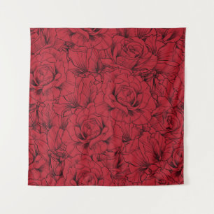 Tapete De Parede Elegância do Vintage Rosa vermelha
