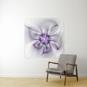 Tapete De Parede Elegância Floral Moderna Abstrato Violet Art