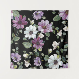 Tapete De Parede Elegância padrão sem costura com cosmos de flores