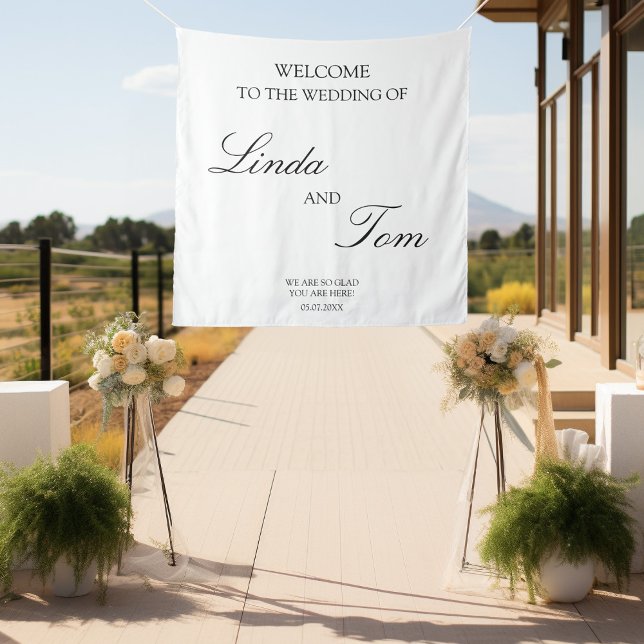 Tapete De Parede Elegâncias Pure Weis ("Welcome to the Wedding of" Minimalistic, elegant, white/black, with your name & date. )