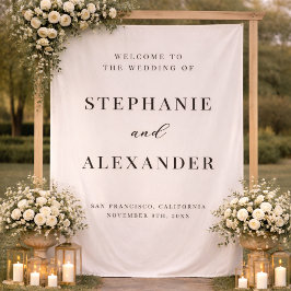 Tapete De Parede Elegant Classic Custom Fabric Wedding Welcome Sign