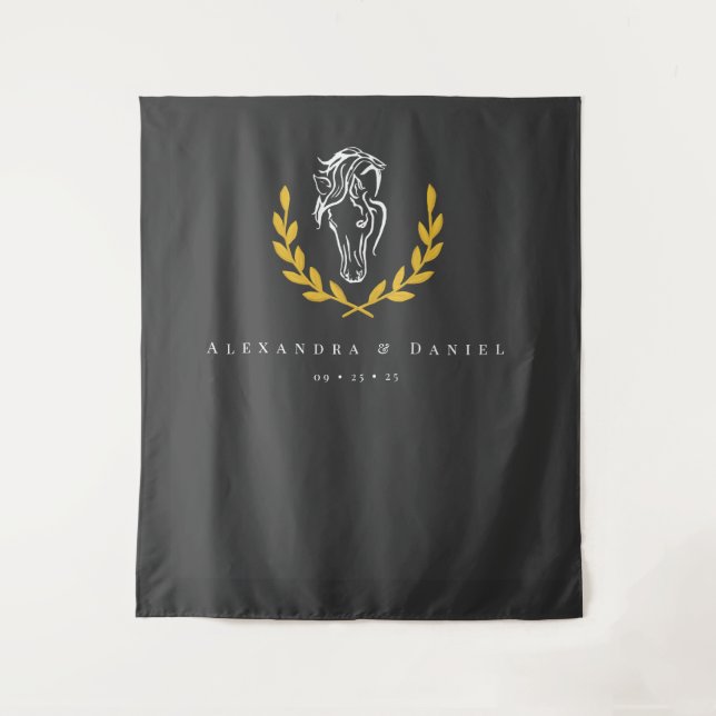 Tapete De Parede Elegant Equestrian Wedding Backdrop Tapestry (Frente)