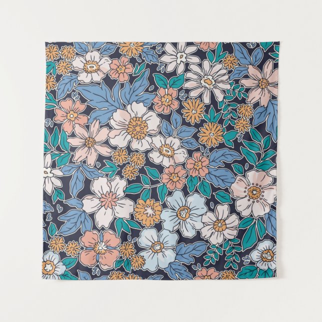 Tapete De Parede Elegant floral pattern in small hand draw flower.  (Frente)