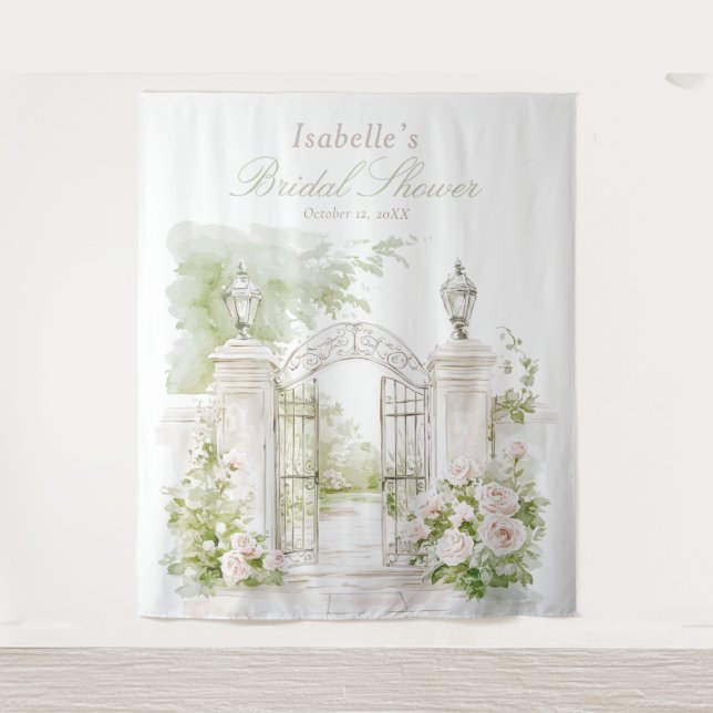 Tapete De Parede Elegant French Chateau Pastel Bridal Garden  (Frente)