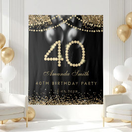 Tapete De Parede Elegant Gold Diamonds 40th Birthday Party Backdrop