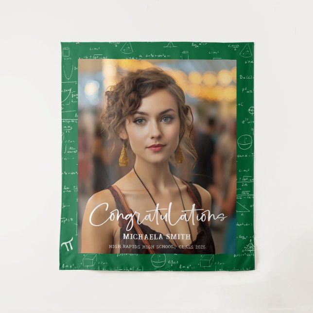 Tapete De Parede Elegant Green Math Congratulations Photo Graduate (Frente)