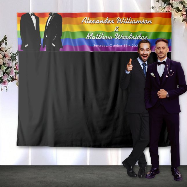 Tapete De Parede Elegant Modern Gay Men Rainbow Wedding Backdrop (Criador carregado)