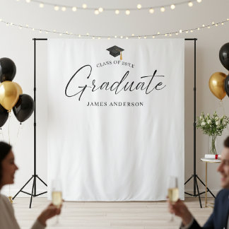 Tapete De Parede Elegant Script Graduation Party Photo Backdrop