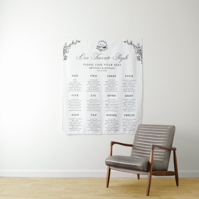 Tapete De Parede Elegant Swan 12 Tables Wedding Seating Chart Sign (In Situ)