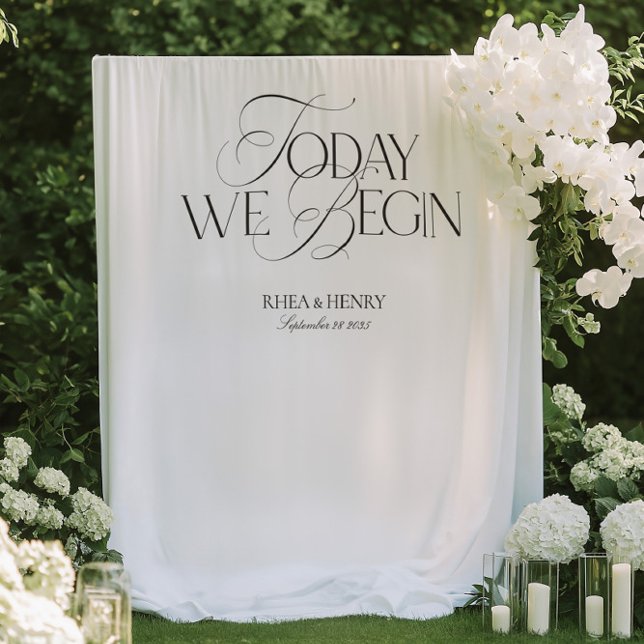 Tapete De Parede Elegant Today We Begin Wedding Welcome Banner (Elegant Today We Begin Wedding Welcome Banner Tapestry)