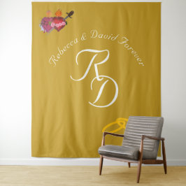 Tapete De Parede Elegant Two Hearts Catholic Monogrammed Wedding