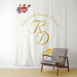 Tapete De Parede Elegant Two Hearts Catholic Monogrammed Wedding