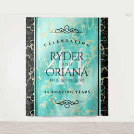 Tapete De Parede Elegante 44º Aniversário de Casamento Turquesa