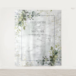 Tapete De Parede Elegante Azul Poeirento Eucalipto Folhagem Mármore