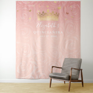 Tapete De Parede Elegante Blush Rosa Dourado Quinceanera Foto