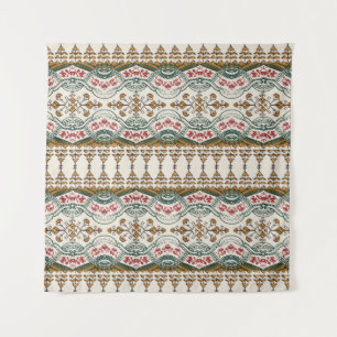 Tapete De Parede Elegante Borda Floral de Boho Étnica