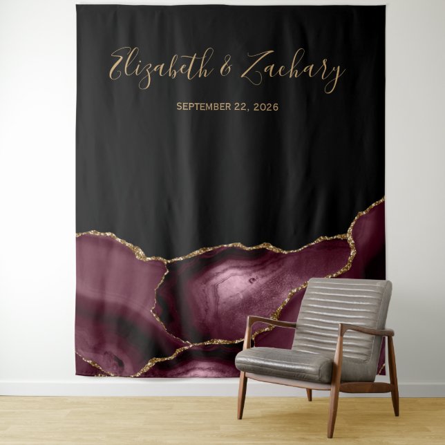 Tapete De Parede Elegante Cabine de Fotos de Casamento em Burgundy  (In Situ)