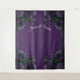 Tapete De Parede Elegante Casamento Floral Roxo Gótico