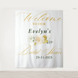 Tapete De Parede Elegante Chuva de Noiva com Grafia Limão Eucalipto