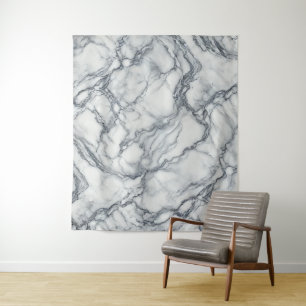 Tapete De Parede Elegante com visual de mármore cinza e branco Glam