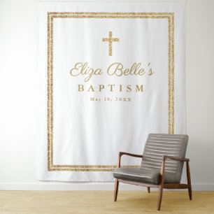 Tapete De Parede Elegante Cruz Dourada Batismo Fotografia Backdrop