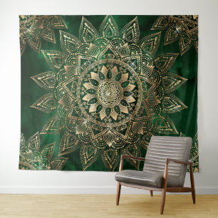 Tapete De Parede Elegante Dourado Mandala Green Design