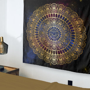 Tapete De Parede Elegante Dourado na Nebulosa Escura Lotus Henna Ma