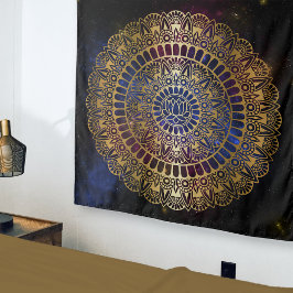 Tapete De Parede Elegante Dourado na Nebulosa Escura Lotus Henna Ma