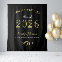 Elegante Dourado Preto Fundo da Turma de 2026