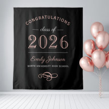 Elegante Dourado Rosa Fundo para a Turma de 2026
