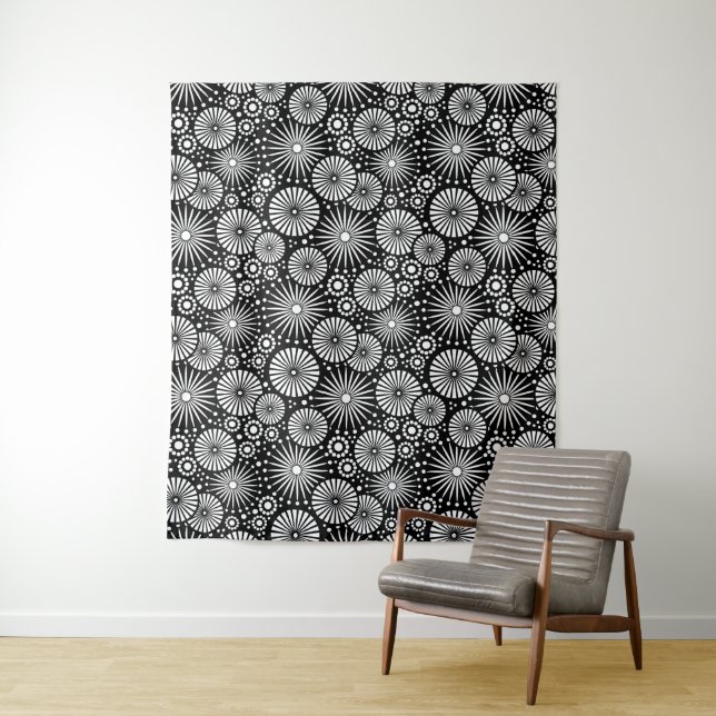 Tapete De Parede Elegante Explosão de Estrelas Geométricas Preto e  (In Situ)
